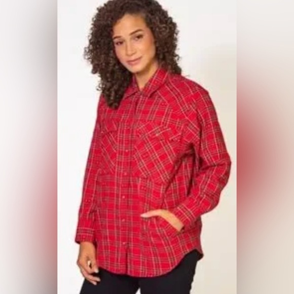 Xirena‎ Women's Sierra Red Stone Plaid Flannel Sz XS Casual Snap Button Preppy - Picture 1 of 11
